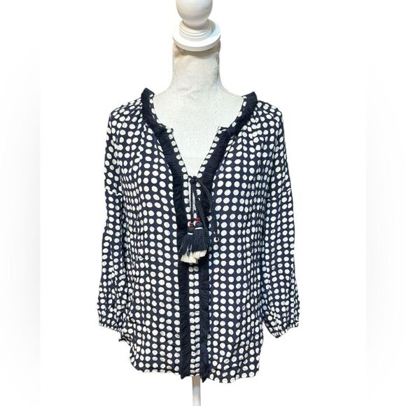 Figue blue and white polka dot silk top in excellent condition - Picture 1 of 5